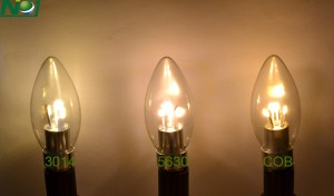 Color difference among 3014&5630&COB LED Candle bulb