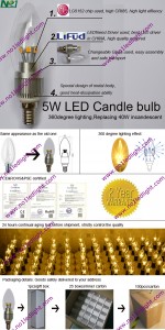 Details of 5W Dimmable LED Candle bulb