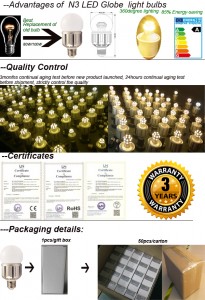 details of 9W&13W Dimmable LED globe light bulb