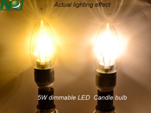 lighting effect of 5W Dimmable LED Candle bulb