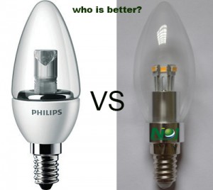 philips vs NO1 led Candle light bulbs