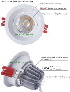 13W LED downlight SHARP COB 75 degree details