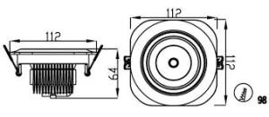 Dimension of 13W LED downlight pill shape