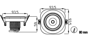 Dimension of 8W LED Downlight pill shape