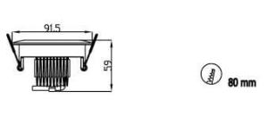 Dimension of 8W LED downlight